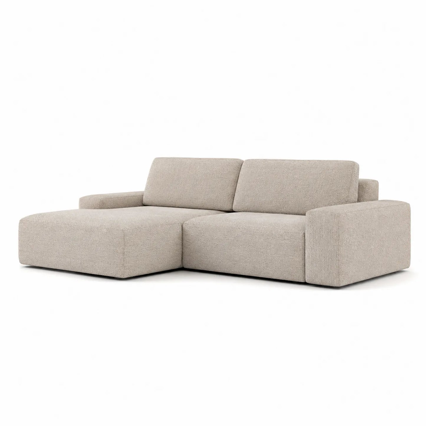 Sofa narożna z szezlongiem 260 cm x 160 cm x 85 cm tkanina poliestrowa beżowa kształt L