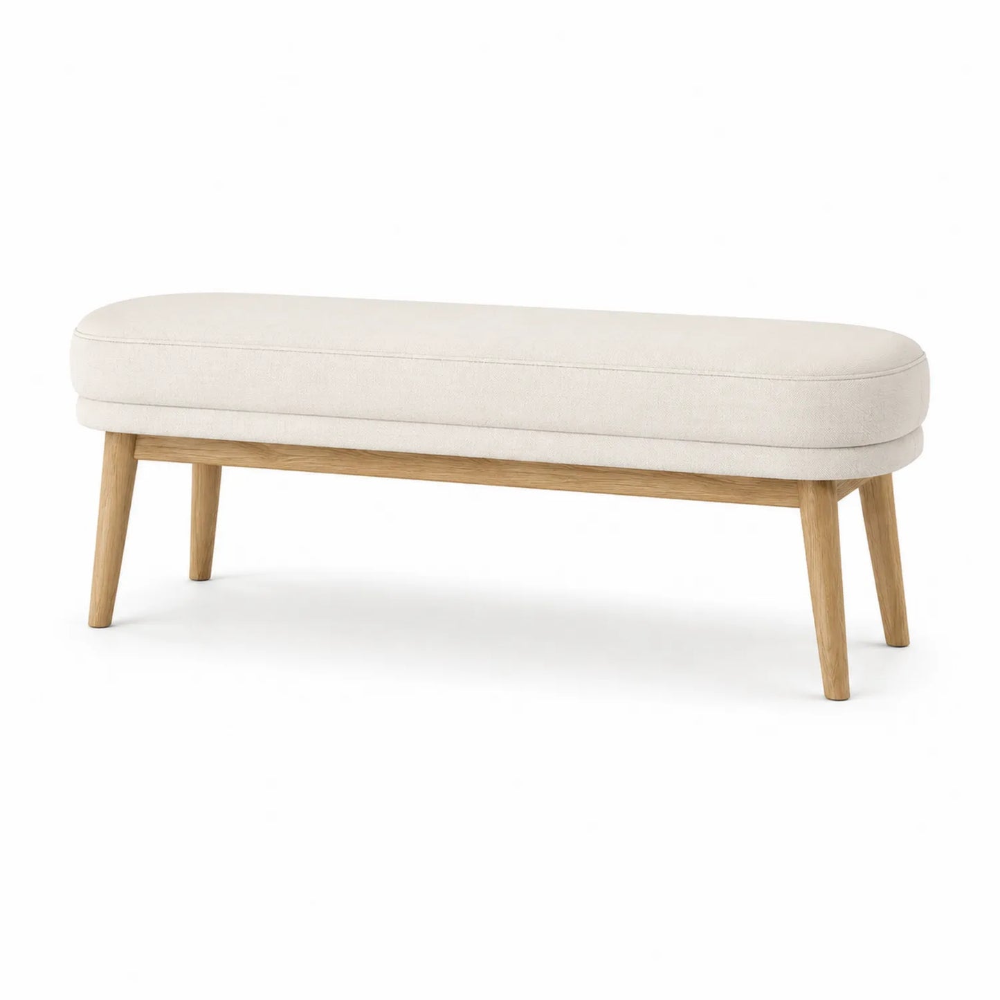 Ławka tapicerowana na koniec łóżka 120 x 40 x 45 cm tkanina poliestrowa drewno naturalne beżowa