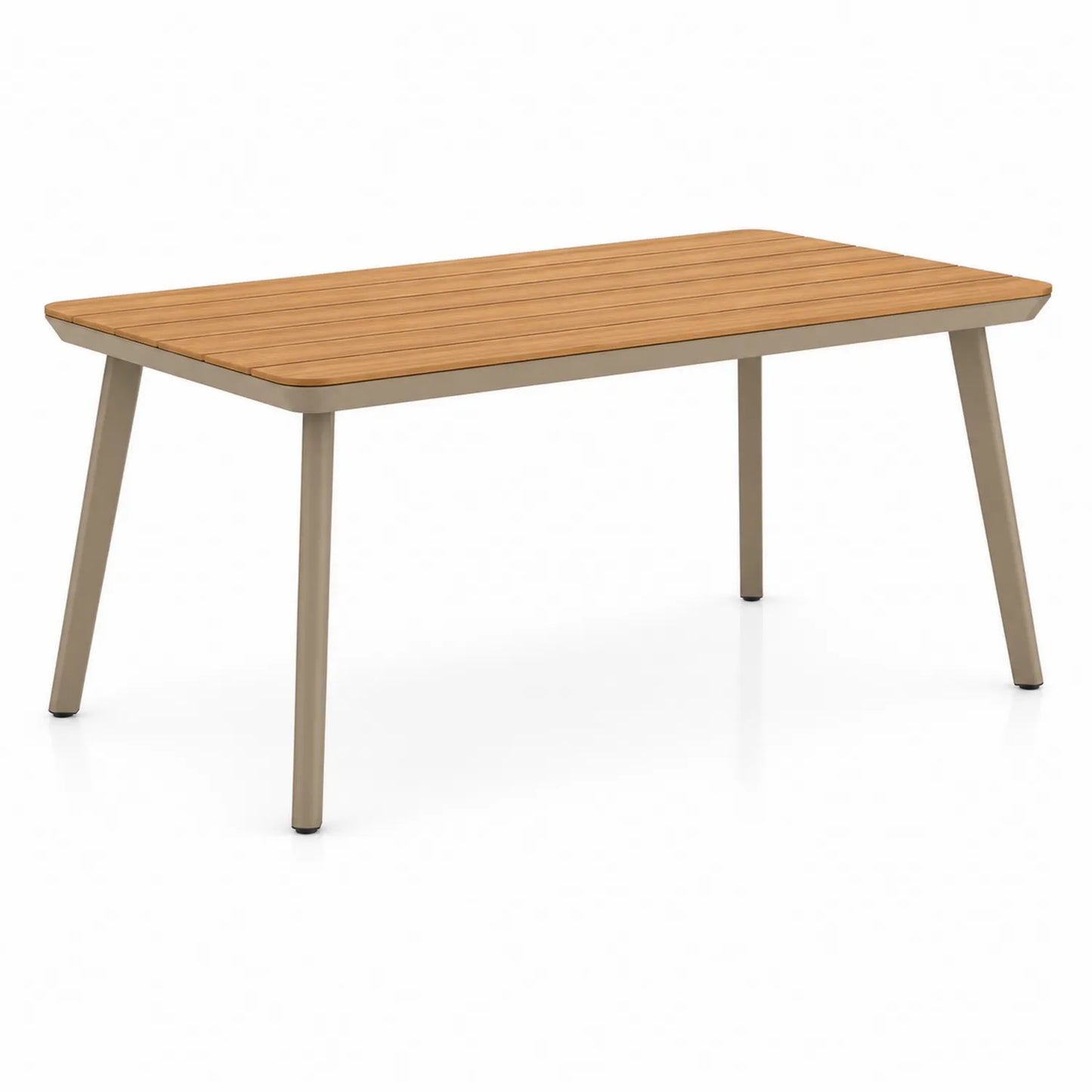 Stół ogrodowy prostokątny 120 cm x 60 cm x 75 cm blat drewniany listwowy metalowe nogi beżowy