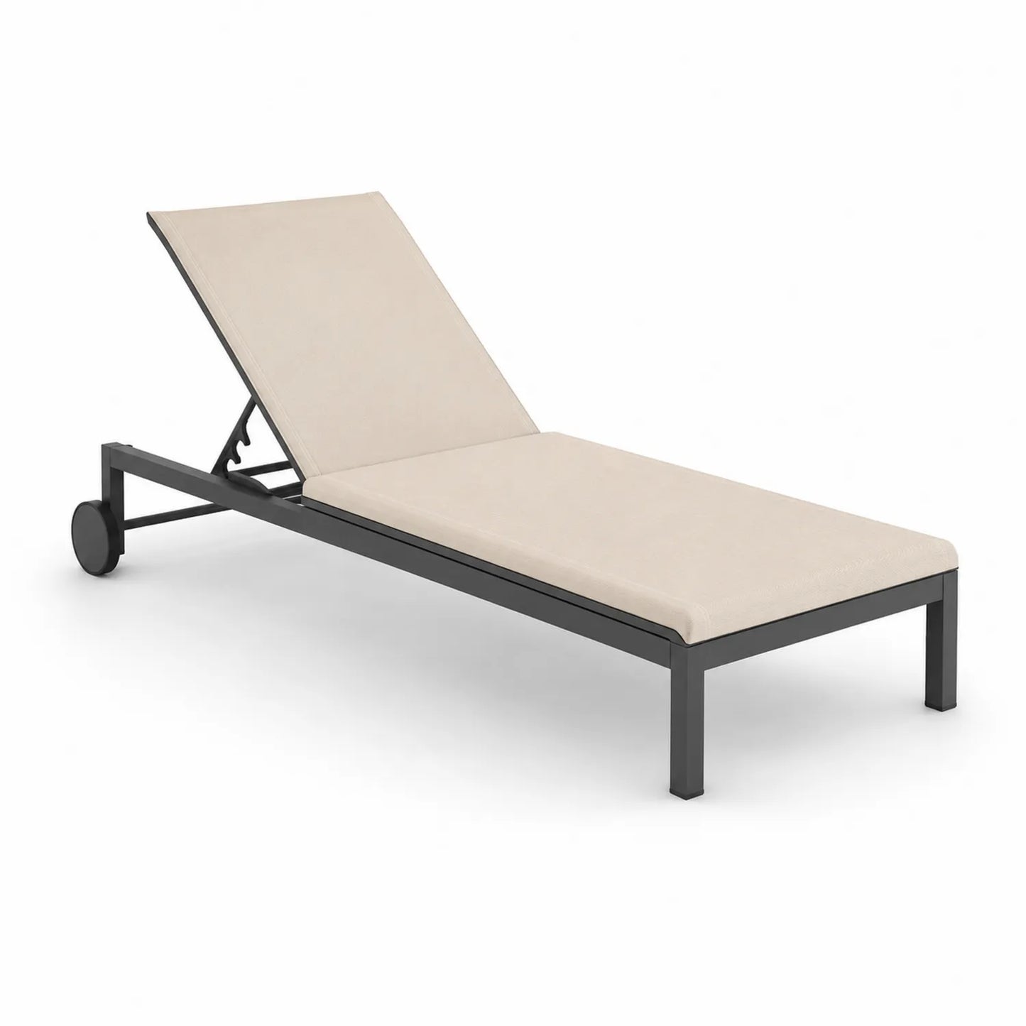 Leżak ogrodowy regulowany 200 cm x 65 cm x 30–90 cm z kółkami aluminium stal beżowy ciemnoszary