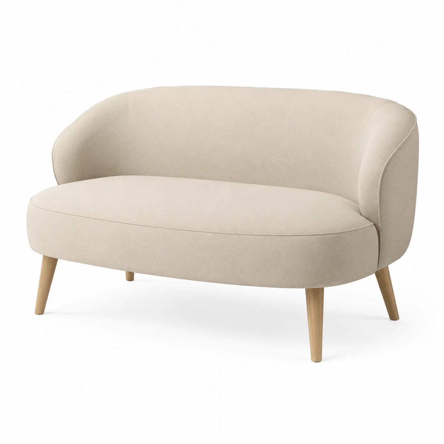 Sofa dwuosobowa 150 cm x 80 cm x 85 cm tkanina poliestrowa beżowa drewniane nogi