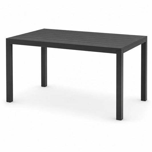 Stół ogrodowy prostokątny 160 cm x 90 cm x 75 cm stalowy czarny metalowy blat listwowy konstrukcja stalowa