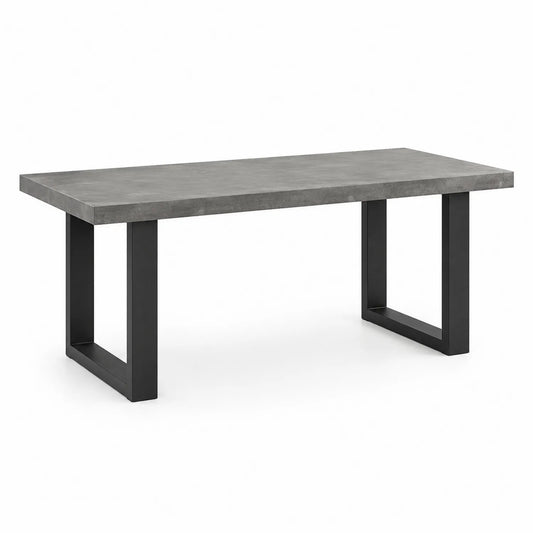 Stół do jadalni prostokątny około 160 cm x 80 cm x 75 cm blat spiek kwarcowy szary stelaż stal malowana proszkowo czarny